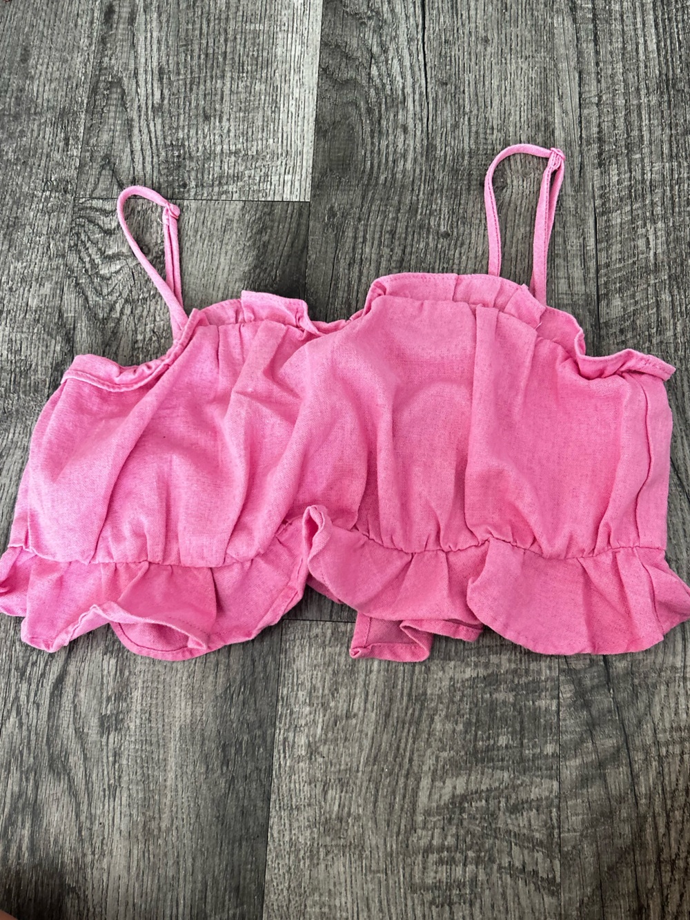 HYFVE Pink Ruffle Spaghetti Strap Tank Top